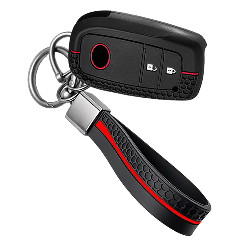 Silicone Car Key Case Cover Keychain For Toyota Corolla Hatchback Cross Yaris Cross Prius Hilux Land Cruiser LC200 LC250 LC300