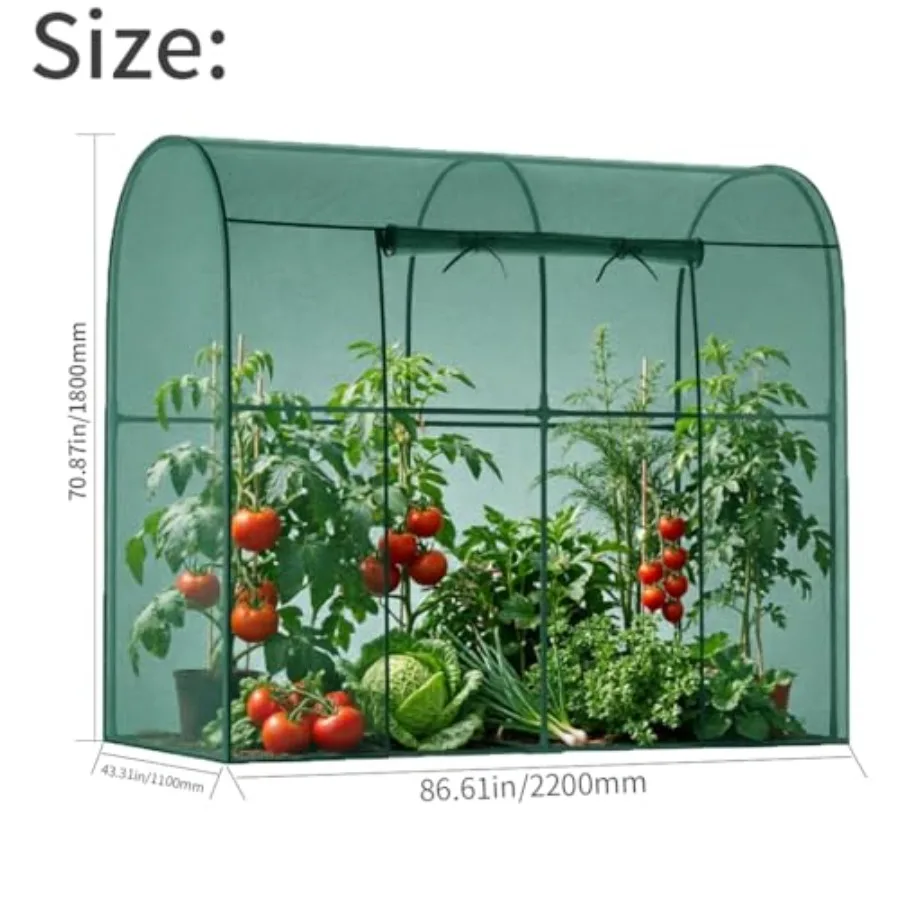 Outdoor Garden Plant Protection Tent With Zippered Door, Steel Frame, Black, Wind-Resistant Raised Bed Cover For Vegetables And
