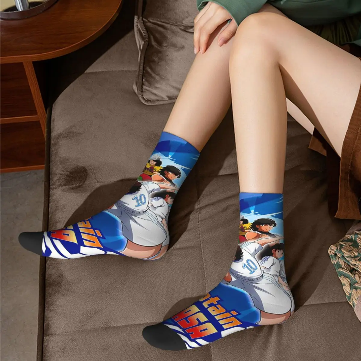 Todas as estações meias tripulação japão futebol mangá capitão tsubasa meias engraçadas meias longas acessórios para presentes das mulheres dos homens