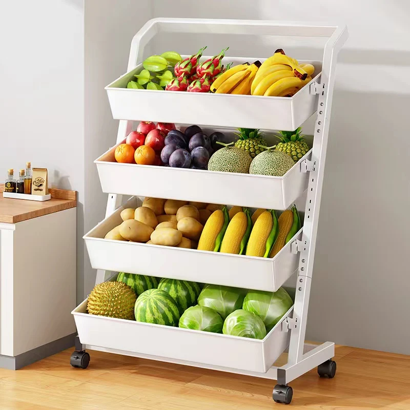 

trolley rack kitchen household multi-functional fruit and vegetable storage basket living room bedroom floor snack