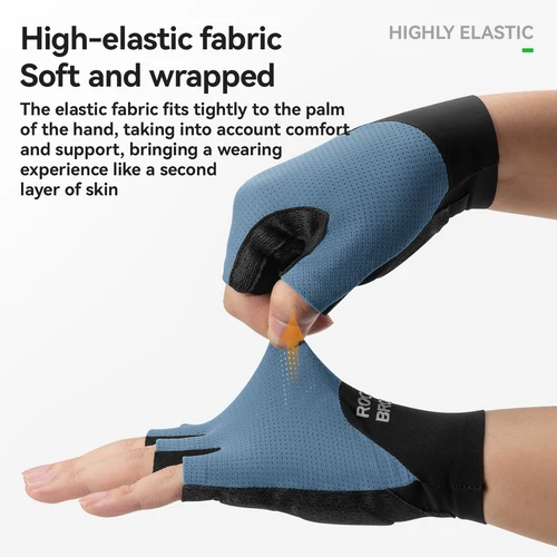 Imagen 2 del producto Guantes de ciclismo ROCKBROS, guantes de bicicleta con absorción de impacto, guantes de medio dedo transpirables sin costuras para bicicleta con almohadilla de palma XRD