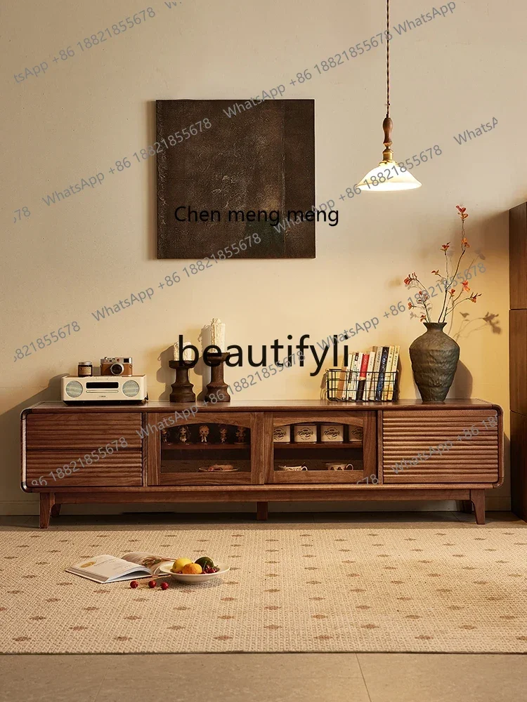 

M178 Североамериканский черный орех, шкаф для телевизора из цельного дерева, простой скандинавский домашний напольный шкаф для гостиной