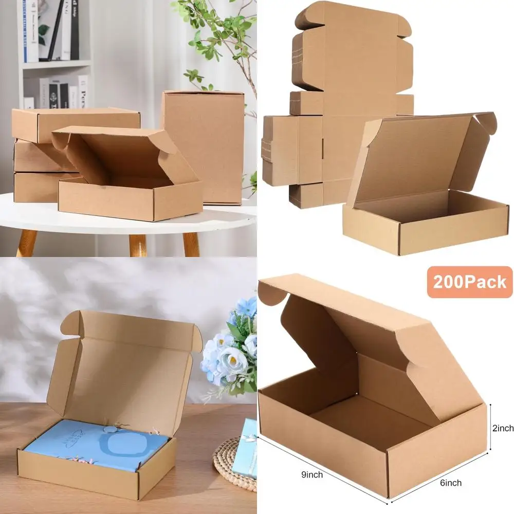 

200 картонных почтовых коробок, 9x6x2 дюйма, коричневые, для упаковки товаров малого бизнеса