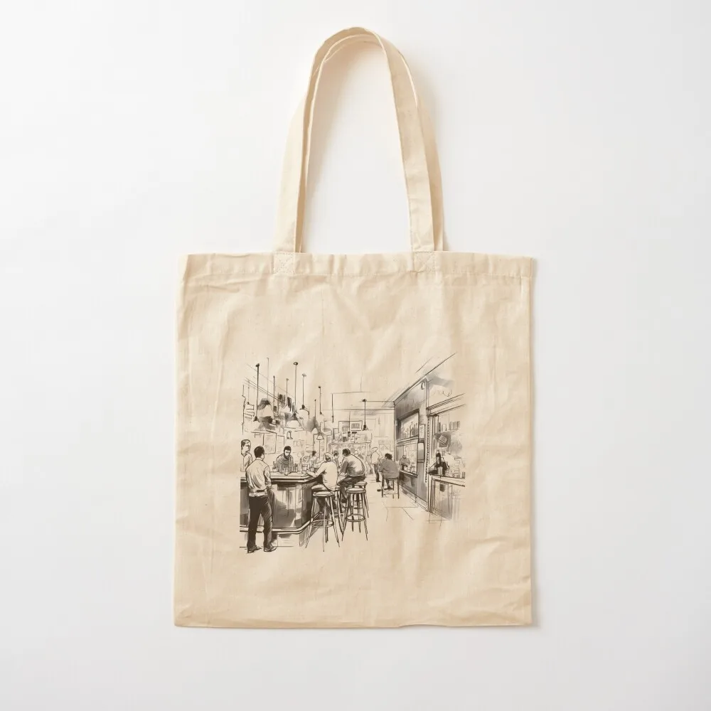 bar life sketch drawing Tote Bag shopping cart bags shopper bag woman Canvas Tote Bag