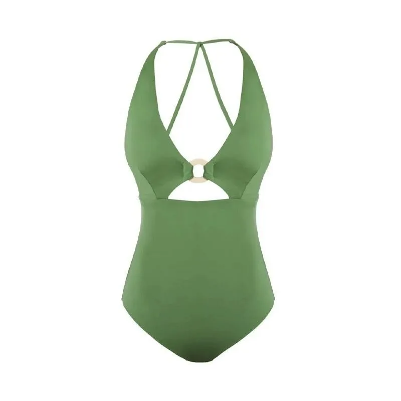 Swimsuit for Women, Retro, Slim Fit, Sexy, Backless, Slimming, Hanging Neck, Suspender, Vacation Beach One-piece Swimsuit