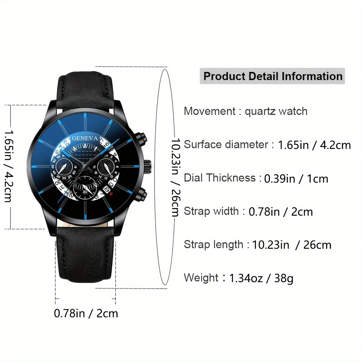 1pc Men's Fashionable, Handsome And All Match Belt Calendar Hollow Quartz Watch Plus 3 Bracelets