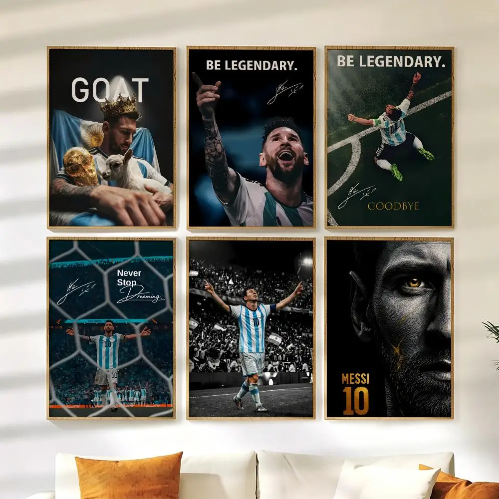 Lionel M-Messi Football Star Poster Wall Stickers HD Painting Self Adhesive Art Decals for Bedroom Living Room Home Decor