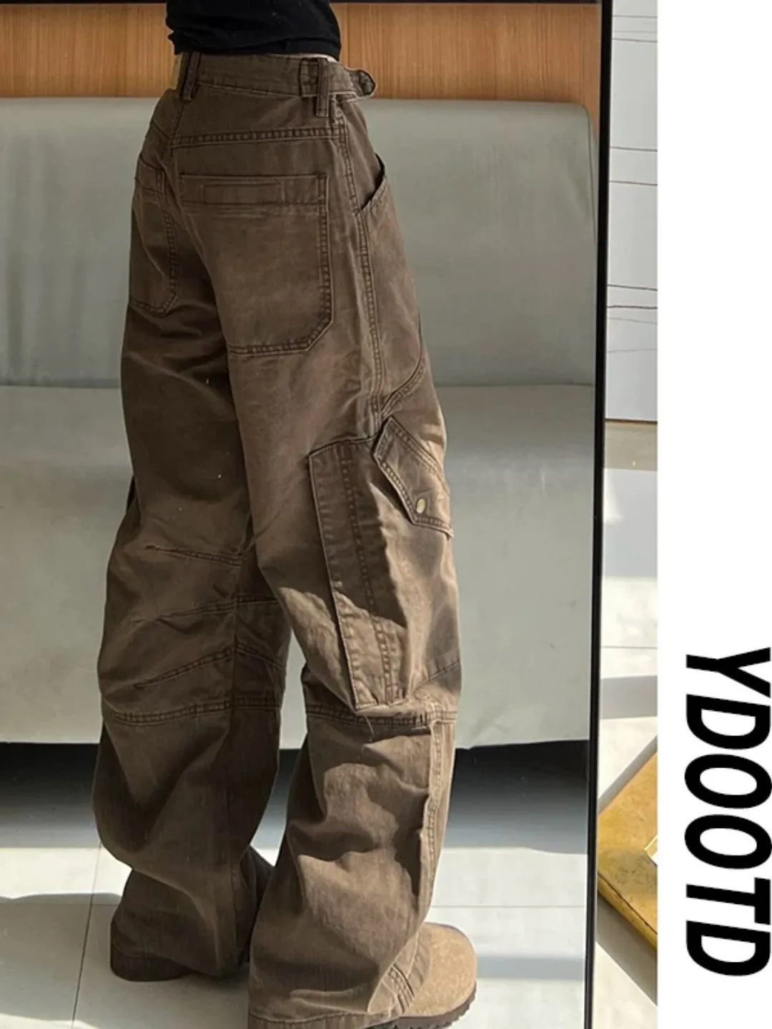 American Retro Workwear Denim Pants Men's Summer New High Street Design Loose Straight Leg Wide Leg Pants Deconstructed Pleats