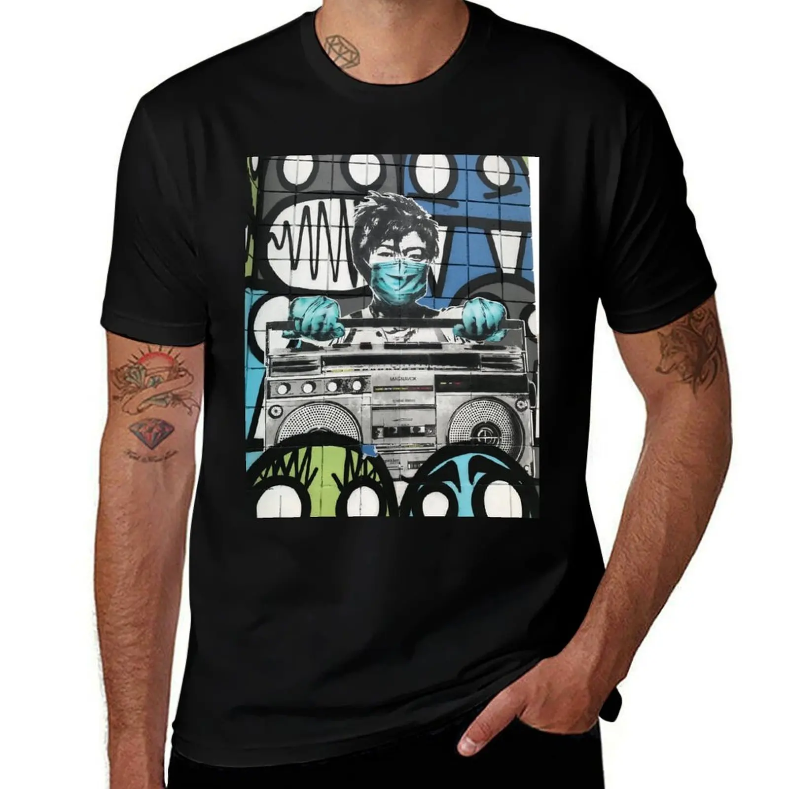 Ghetto Blaster Girl T-Shirt Minimalist Graphic Tee Shirt