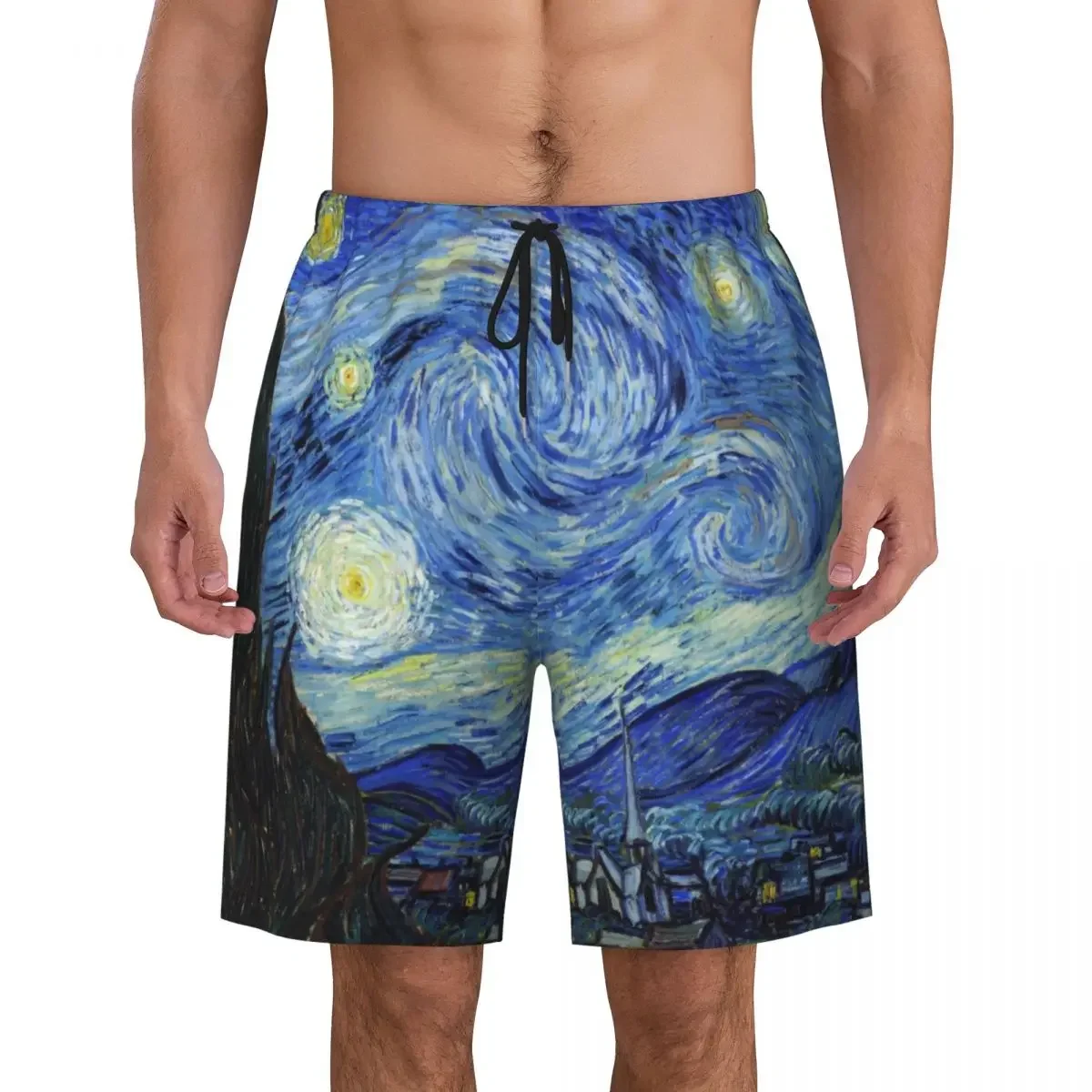 Vincent Van Gogh Starry Night Board Shorts Men Casual Beach Shorts Briefs Art Painting Quick Dry Swim Trunks