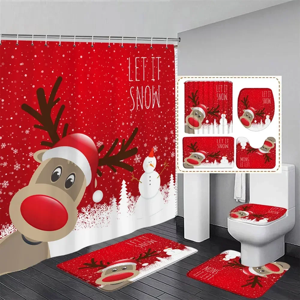 Christmas Bathroom Sets with Shower Curtain Rugs Red Truck Christmas Shower Curtains Xmas Bathroom Rugs Christmas Bathroom Deco