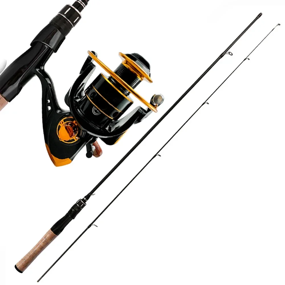 Spinning/Casting Fishing Rod and Reel Set 2g-8g Lure Carbon Fiber Pole and Metal Spool Reel for Freshwater Fishing Max Drag 8kg