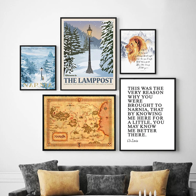 Narnia Art Print C.S. Lewis Quotes Poster Canvas Prints Inspirational Calligraphy Painting Bible Verse Living Room Home Decor