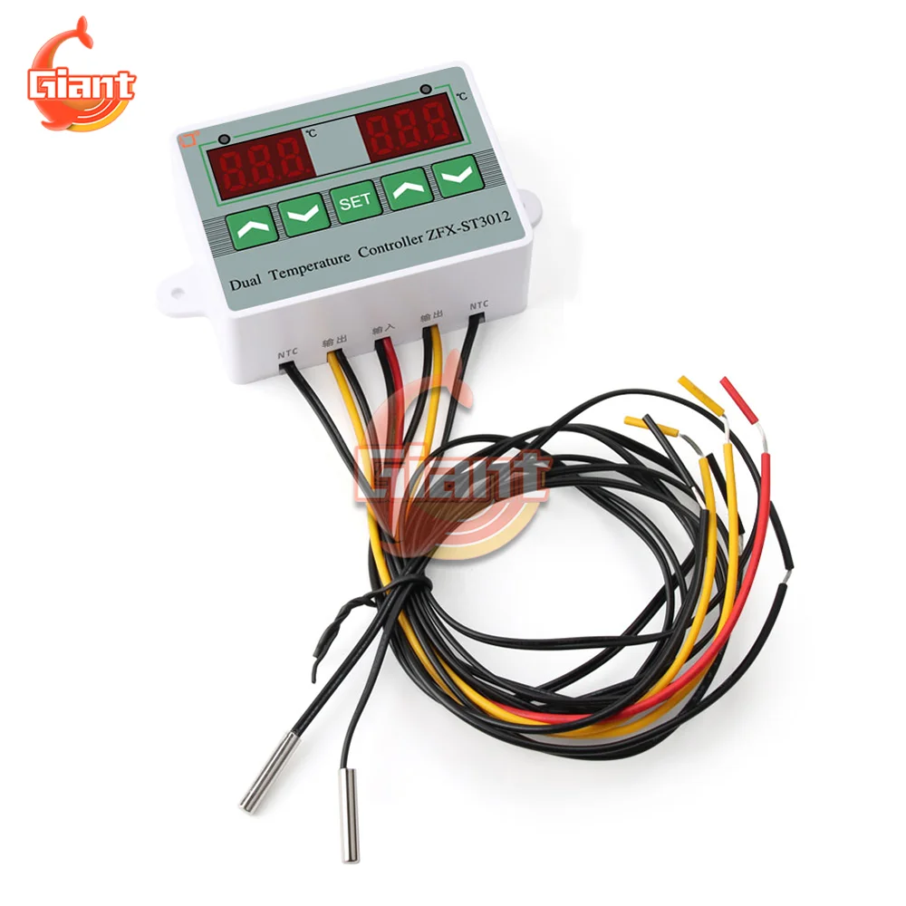 Intelligent Temperature Controller Dual LED Digital Temperature Sensor Meter Electric Heating Cooling Thermoregulator Thermostat