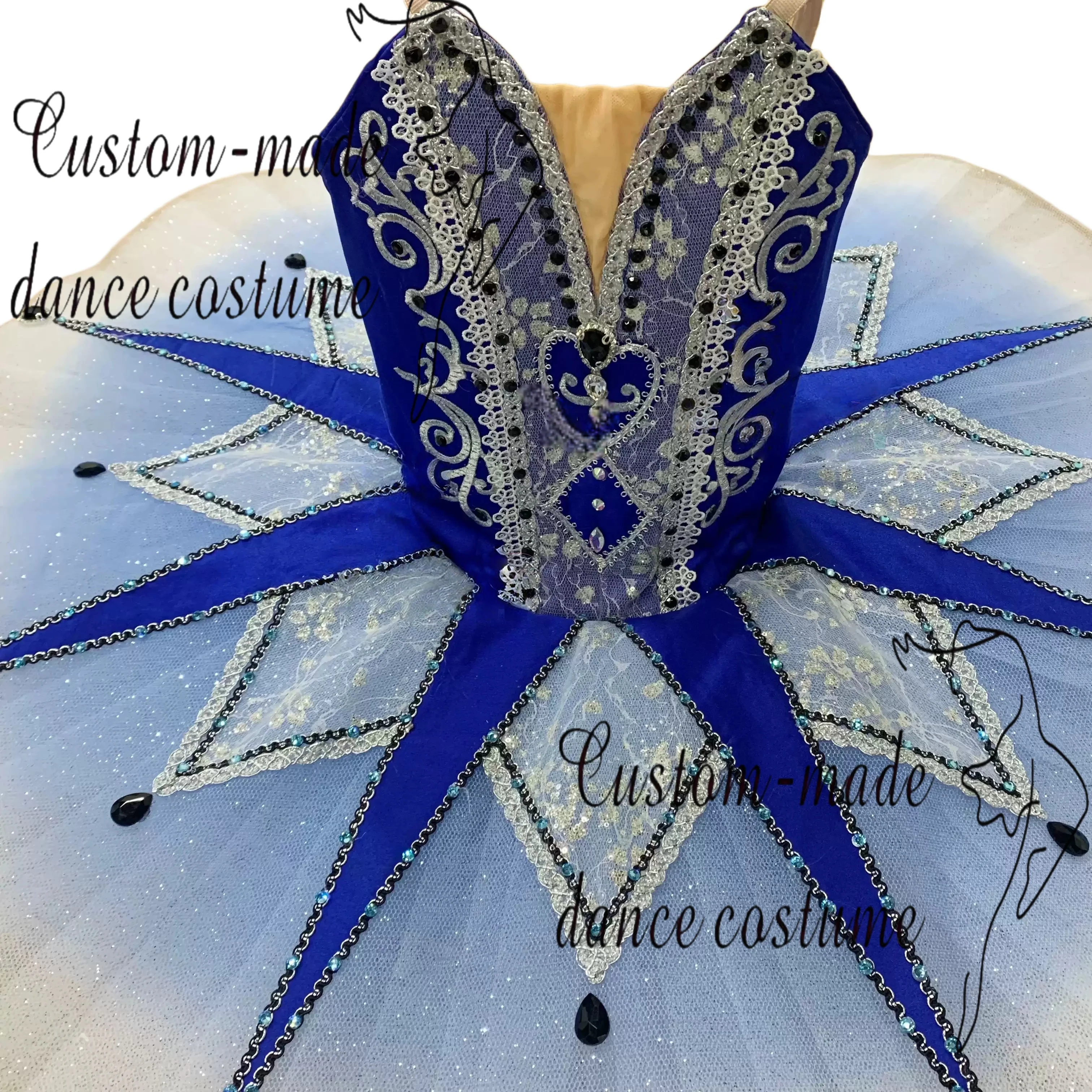 Royal Blue Million Clown Ballet Performance Dress, Professional Customized TUTU Skirt Competition Dress