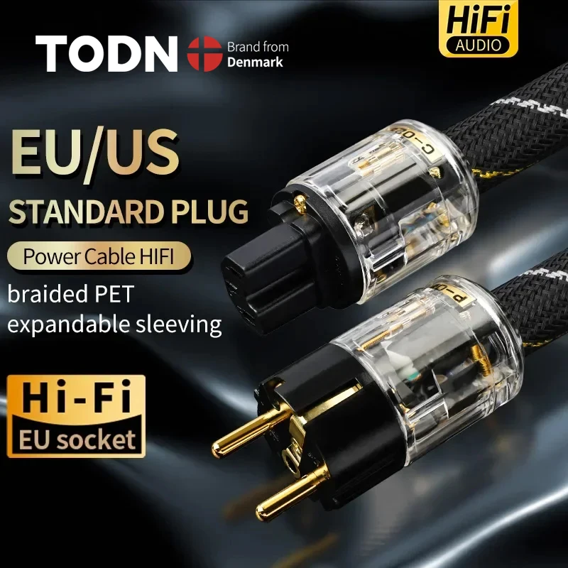 كابل طاقة تيار متردد عالي الجودة من TODN كابل طاقة OFC عالي النقاء للولايات المتحدة/الاتحاد الأوروبي مع موصل قابس طاقة مطلي بالذهب P-029/P-029E