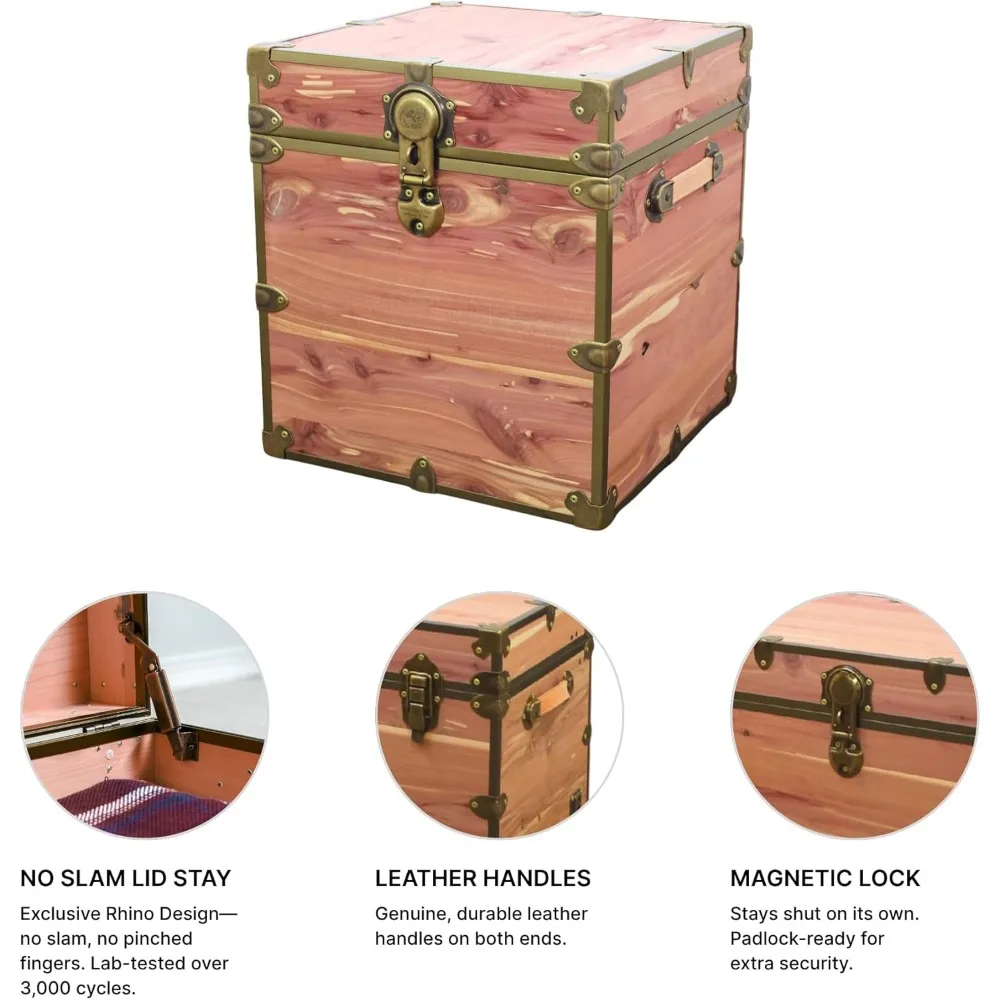 صندوق تخزين Cedar Chest Knotty Cube مقاس 18 × 18 × 20 - أجهزة نحاسية عتيقة، طاولة قهوة، نهاية صندوق السرير، حل تخزين متعدد الاستخدامات #4