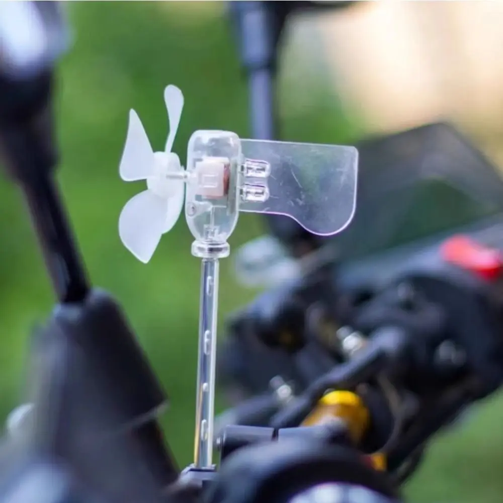 Small Windmill Car Decorations Wind Power Generation Mini Windmill LED Light Safe Riding Warning Effect