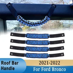 4Pcs Car Roof Roll Bar Grab Handles Grip Handles for Ford Bronco 2021-2022 Woven Black Blue Red Handle Accessories