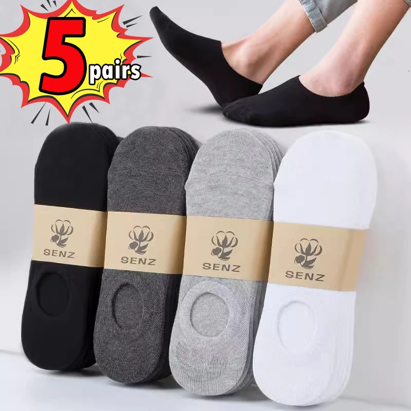 1-5Pairs/Lot Low Cut Men Socks Solid Color Black White Gray Breathable Cotton Sports Socks Male Short Socks for Women Men