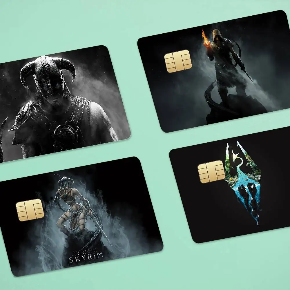 Game The Elder Scrolls V Skyrim Anime Cartoon 1 Set Of 4 Pcs Sticker Film Skin For Credit Card Debit Bank Bus Card