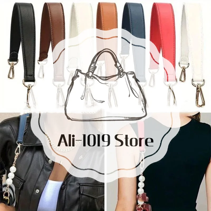 Artificial Leather Bag Strap Handbags Handles For Handbag Short Bag Strap Purse Strap Golden Buckle Replacement Bag Belt