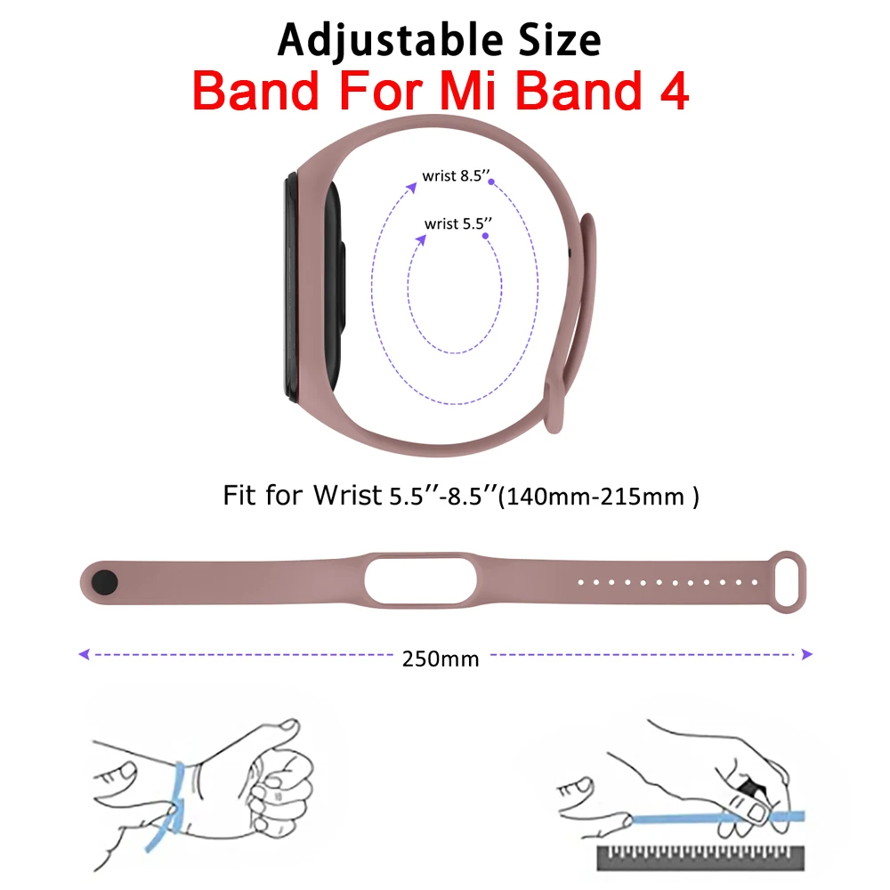 5Pcs/lot Silicone Band For Xiaomi Mi Band 7 6 5 4 3 Strap Watchband Bracelet For Xiaom Miband 7 6 5 Wristband Replacement