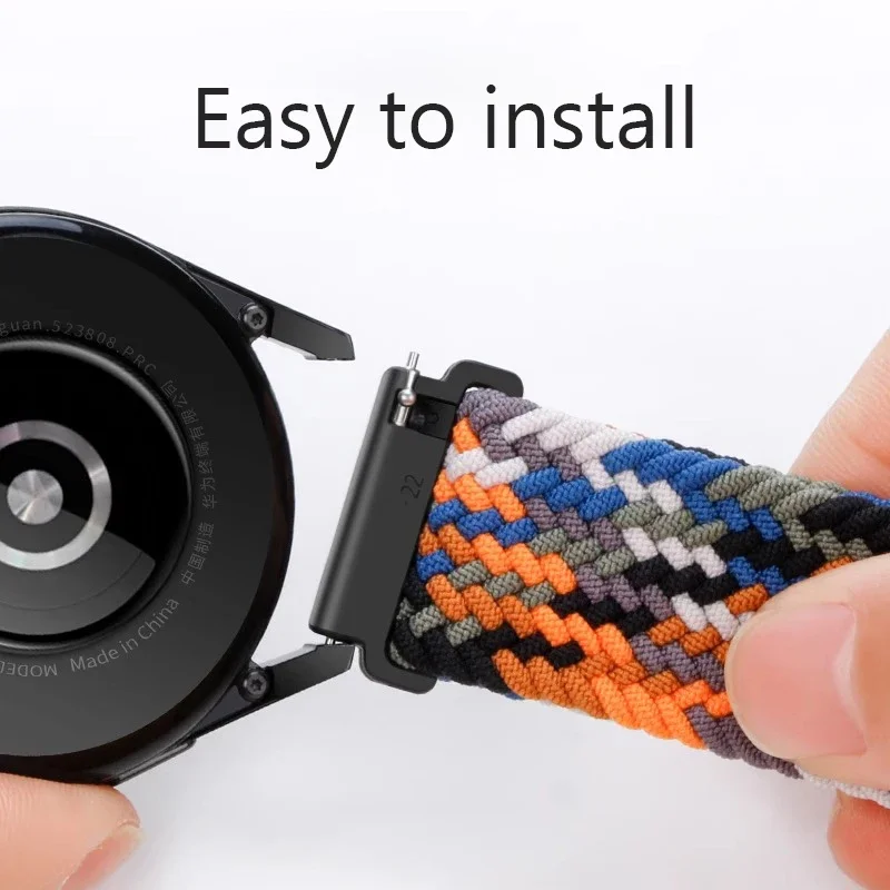 22mm 20mm Pasek Pleciona Pętla Solo Do Samsung Galaxy Watch 6/5/4 44/40mm 4classic 46mm Elastyczna Nylonowa Bransoletka Amazfit GTS 4/2e/3