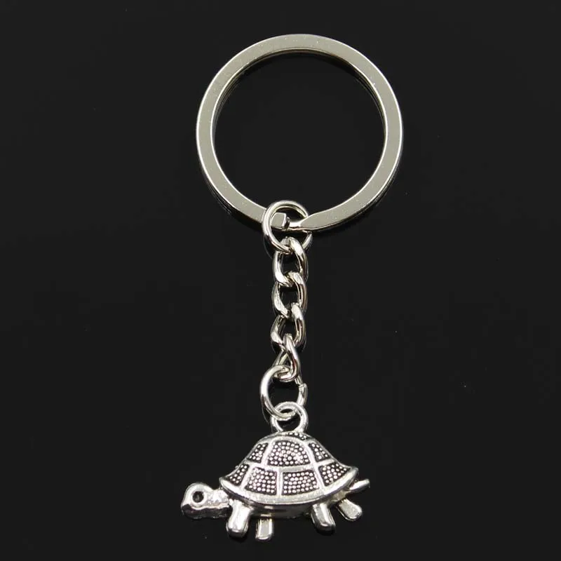 Fashion Tortoise Turtle Sea 19x27mm Pendant 30mm Key Ring Metal Chain Silver Color Men Car Gift Souvenirs Keychain Dropshipping