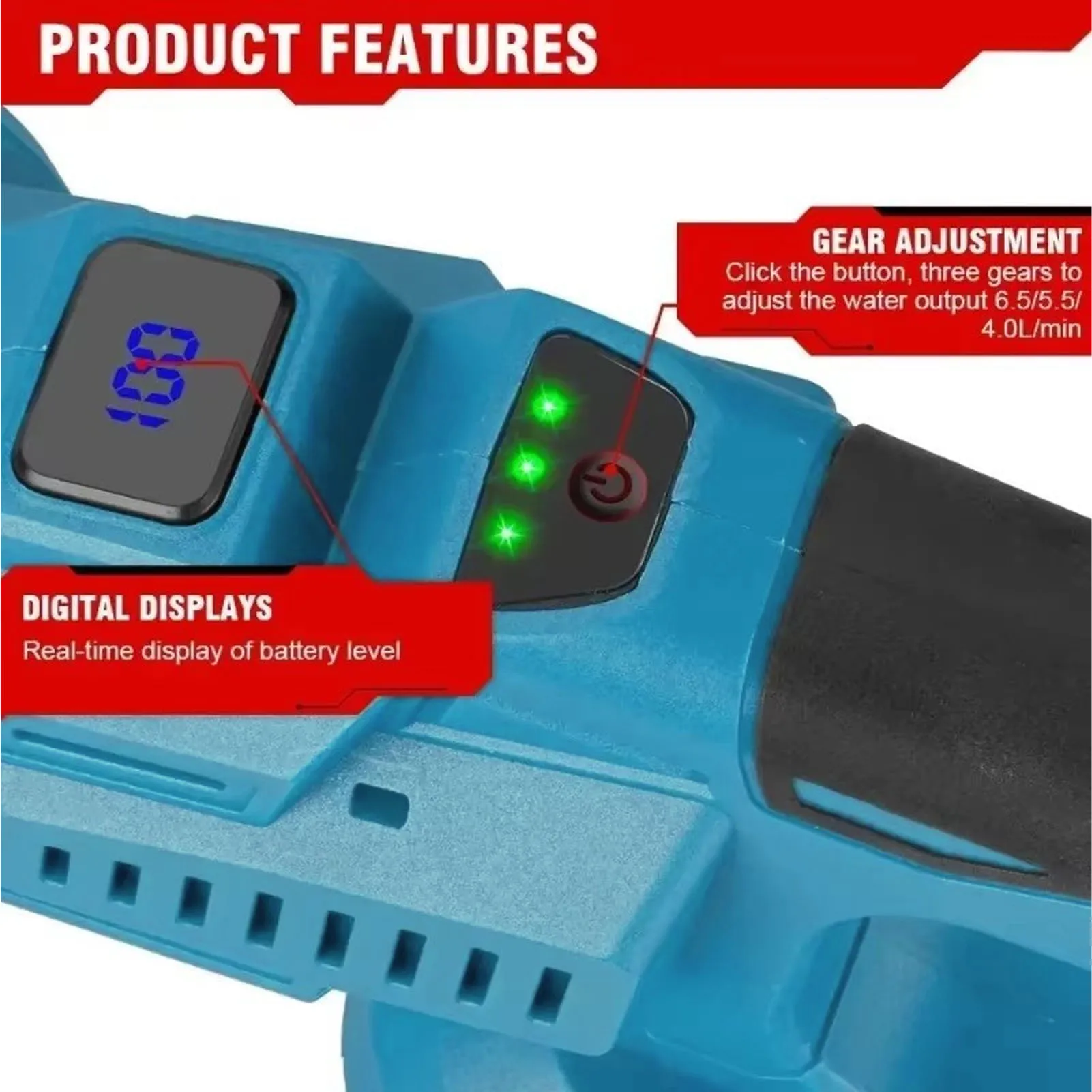 جهاز تنظيف يعمل بالضغط العالي اللاسلكي 250Bar متعدد الوظائف 5 متر خرطوم يده جهاز تنظيف يعمل بالضغط العالي سهل التجميع لتنظيف ساحة السيارة