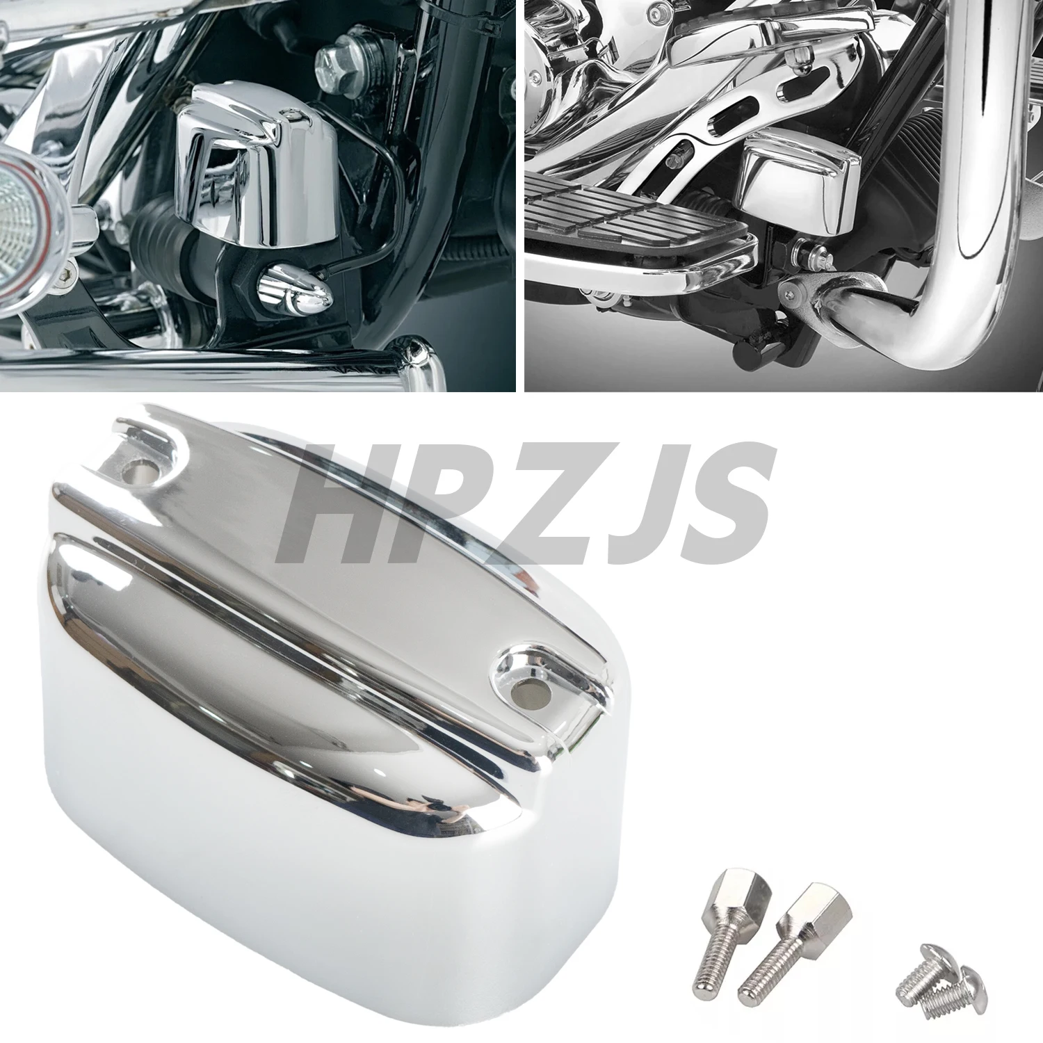 

Chrome Rear Brake Master Cylinder Cover For Harley Motorcycle Touring Electra Glide H-D Trikes Heritage Softail Fatboy FLSTF