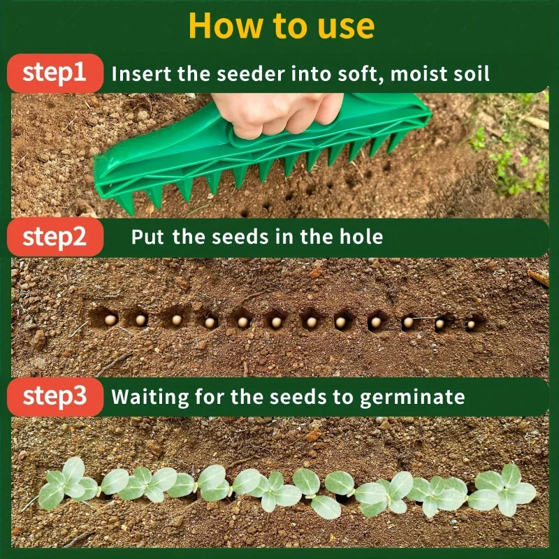 

Durable Plastic Hand Dibbler Garden Seeder Tool, 12-Hole Fast Seeding, Waterproof Planting Aid for Efficient Gardening