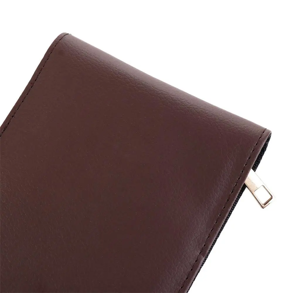 

Качественный бизнес-держатель для ручек из искусственной кожи, черный, коричневый, коричневый, держатель для ручек на молнии, сумка-контейнер для ручек, чехол для авторучек