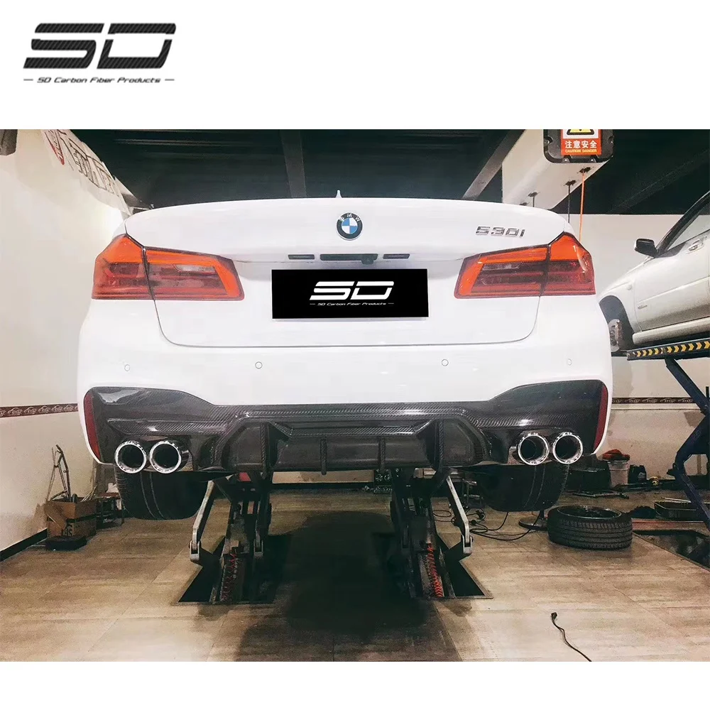 For 5 Series G30 G38 Dry Carbon Fiber Rear Bumper Lip Rear Diffuser Competition Style for B 5 series G30 G38 2017