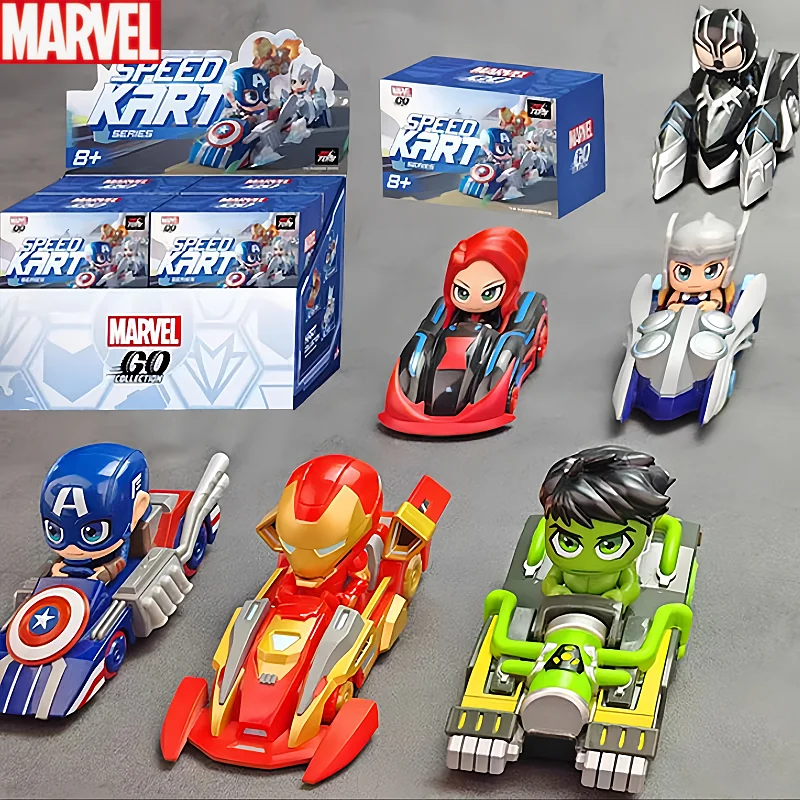 

Marvel The Avengers Captain America Iron Man Anime Movies Creative Kart Style Surprise Blind Box Toy Children Holiday Gifts