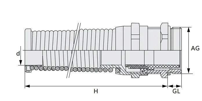 H492 series Ip68 Waterproof Metal Spiral Spring Cable Gland Used to protect the cable in and out to prevent transitional