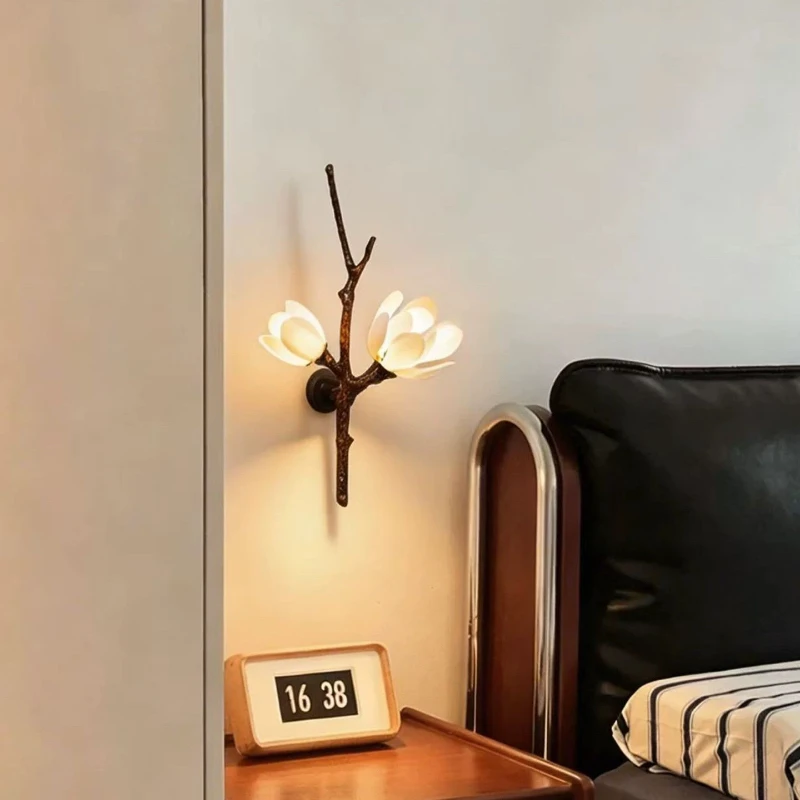 Mid Century Vintage Floral Wall Lamps Designer Creative Atmosphere Luminaire Living Room Bedroom Staircase Ornate Light Fitting