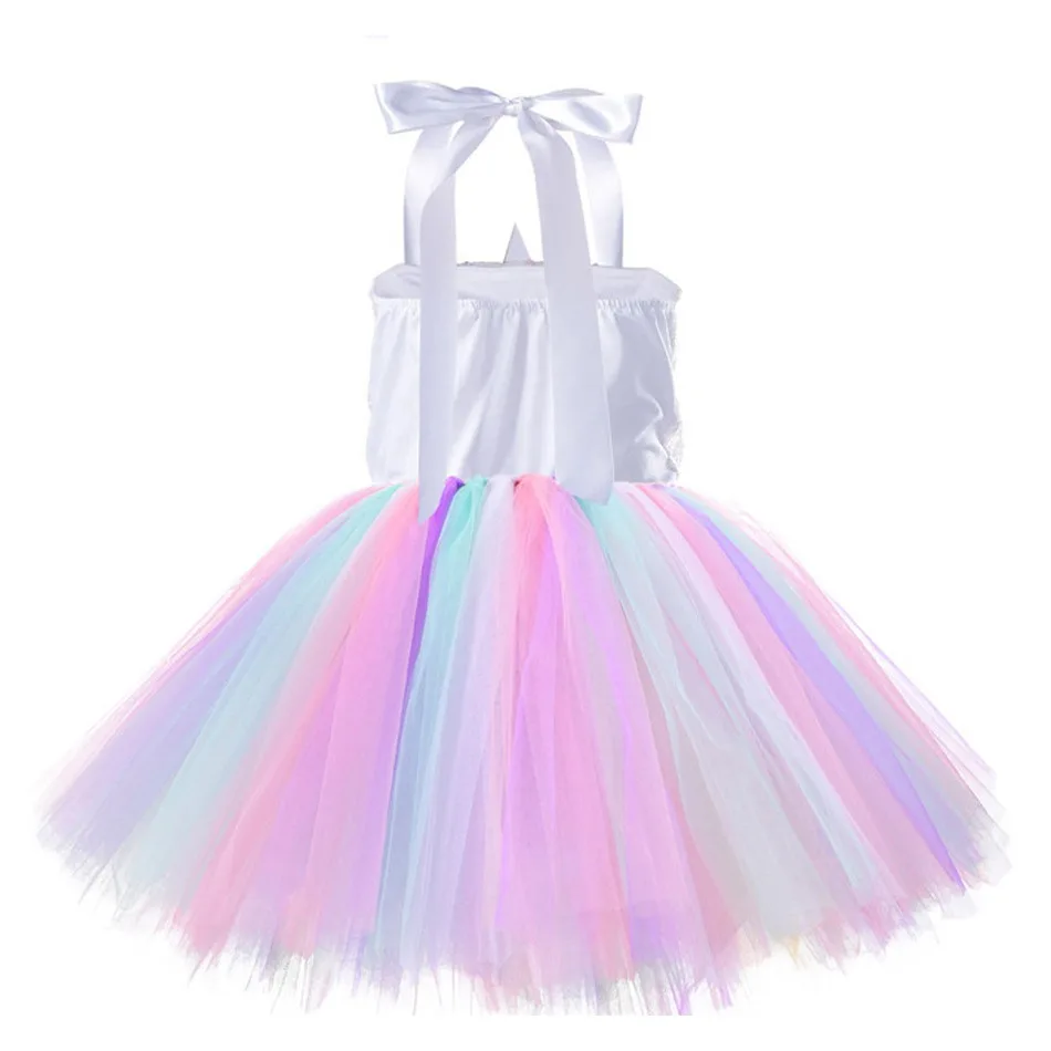 Little Girls Unicorn Cosplay Tutu Dress with LED Cute Cartoon Summer Mesh Princess Kids Glowing Dress Birthday Party for 2-10y