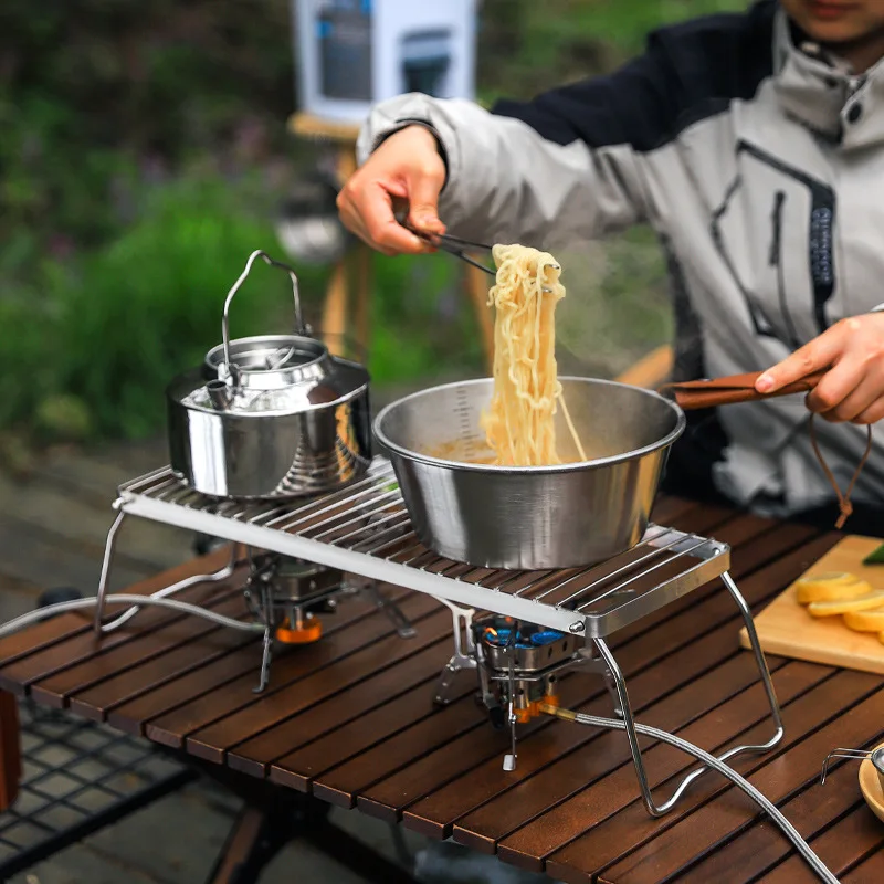 Portable Outdoor Folding Stand Stainless Steel Stove Head Holder Grill Picnic Barbecue Cooking Holder