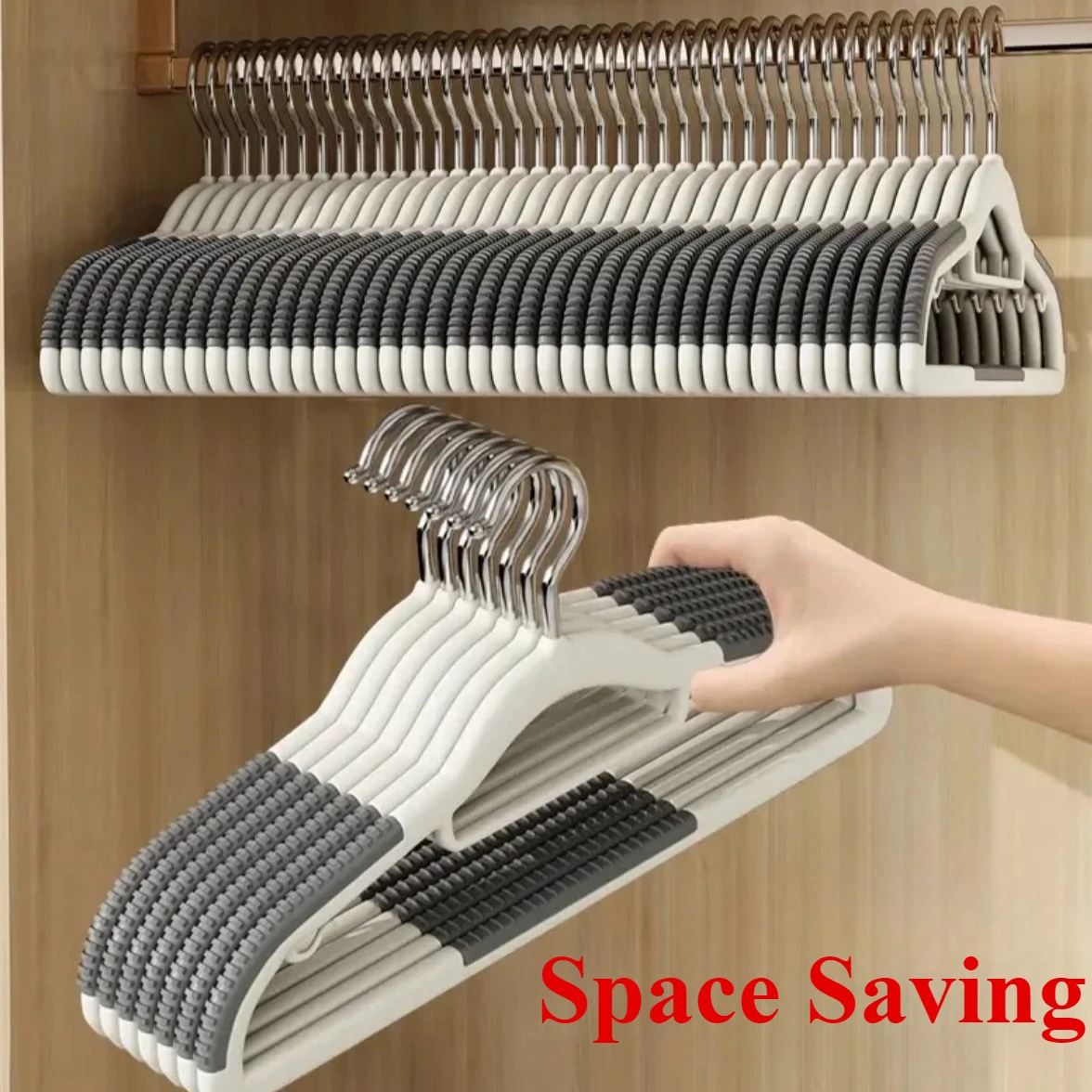 30-teiliges Set rutschfeste Kleiderbügel, robust und langlebig, drehbare Haken-Kleiderbügel, Wäscherei, Badezimmer und Schlafzimmer, Kleiderbügel, Organisation – Detail 7