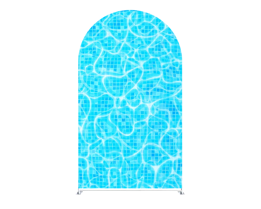 Cubierta de fondo de arco temático para fiesta de piscina, accesorios de decoración de cumpleaños, Baby Shower y boda, azul
