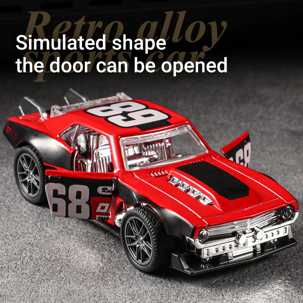 Simulazione 1: 43 Modello di auto in lega modificata vintage Pull-Back apribile Fonde sotto pressione Collezione di giocattoli Decorazione Giocattoli per regalo per bambini