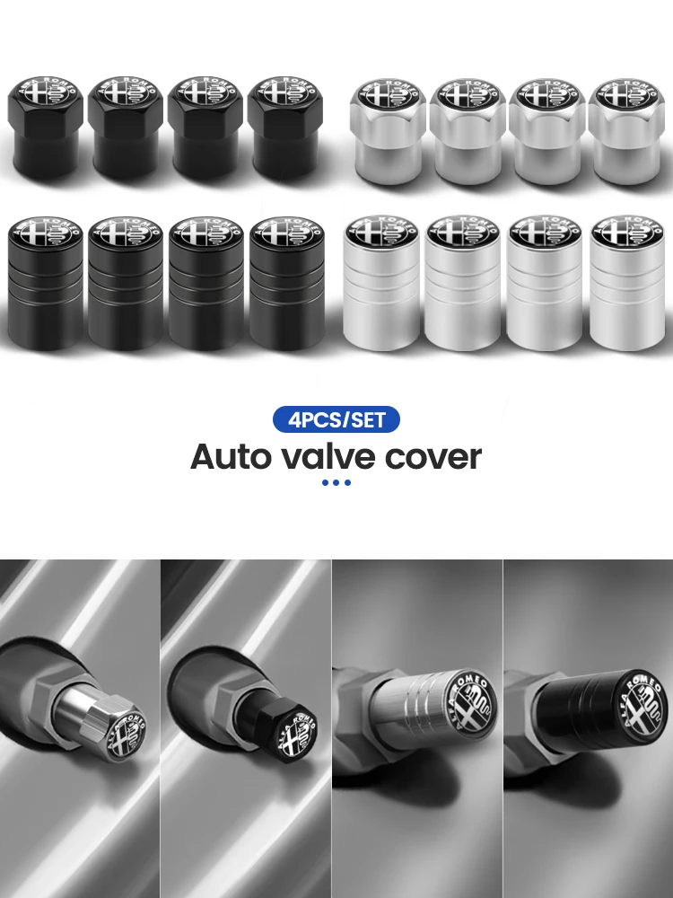 Bouchons de Valve boultatifs pour pneus de roues de voiture, Badge pour Alfa Romeo Mito Brera 147 Giulietta 159 156 Stelvio Sportiva Giulia, 4 pièces
