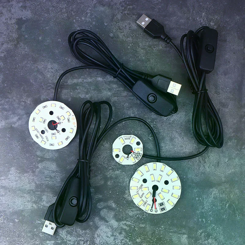 1Pc USB Plug DC5V LED Light Source SMD 5730/2835 LED Light Beads Ring Chip With Black 1.5M Swtich Cable 3/5/10W White Light