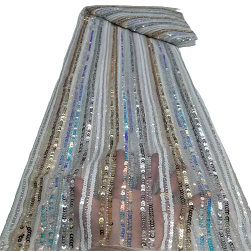 

African Lace 2022 French Nigerian Lace Fabric Bridal High Quality Sequins Net Tulle Lace for Women Dress