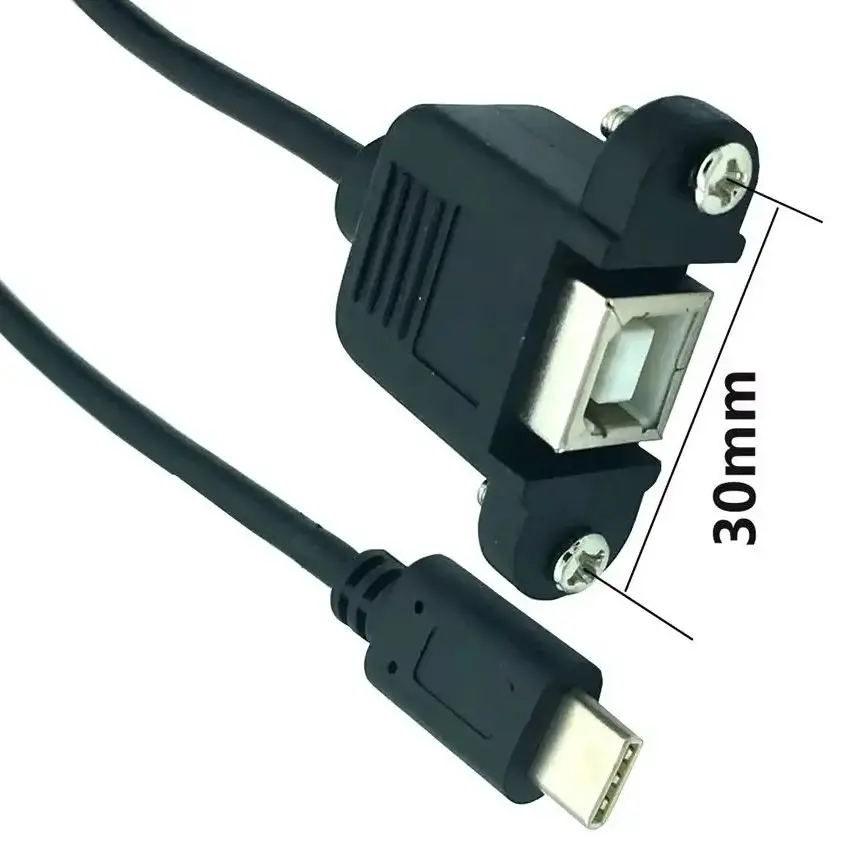 Type-c USB-C Male To USB B Type Female Printer Cable With Panel Mount Hole Cable 0.3m 1M For Tablet Mobile Phone Hard Disk Drive