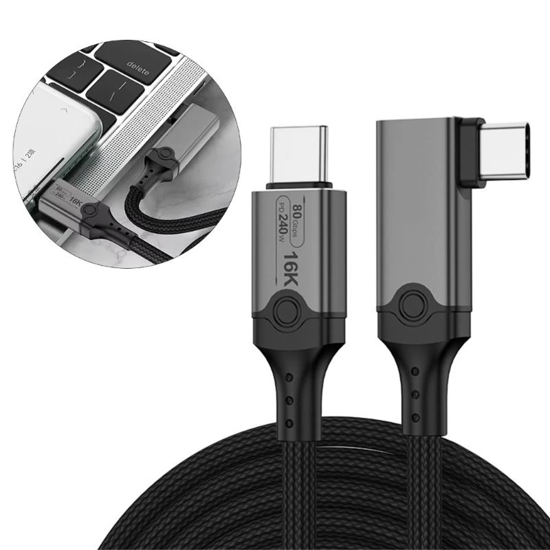 

USB5 Cable 80Gbps Data Transfer 240W USB C to USB C Cable Fast Charging 16K@30Hz USB5 Cable for Phone Laptop D2RC
