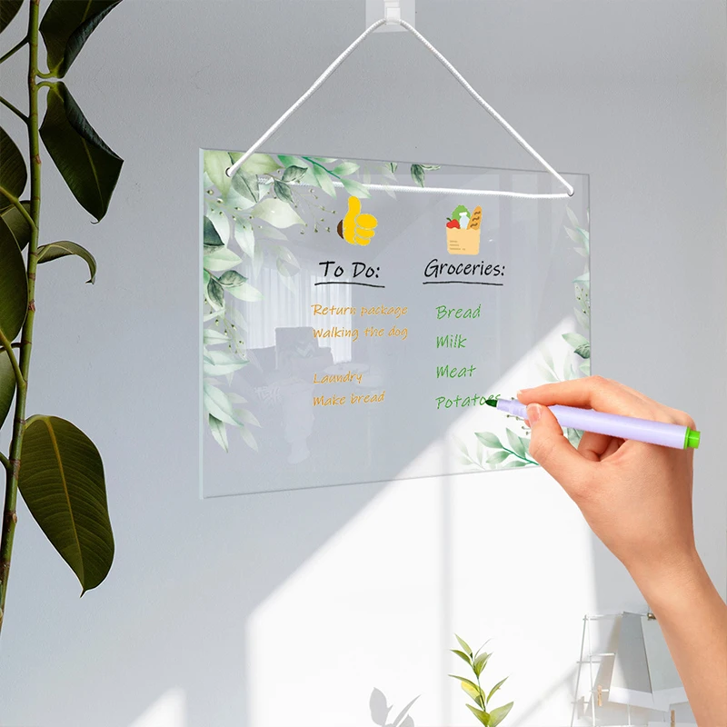 Transparent Acrylic Note Message Board Weekly Planner Calendar Notebook Wall Hanging Erasable Whiteboard Schedule Planning Memo