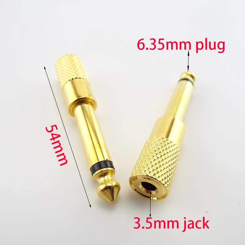 Convertisseur d\'adaptateur de microphone audio mono, câble plaqué or s1, 6.5mm femelle vers 3.5mm mâle Jack 3.5 femelle vers 6.35mm