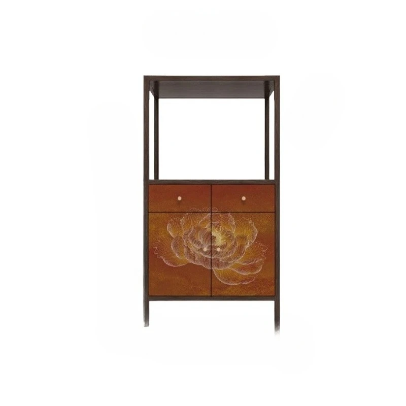 

Новый китайский лотос в стиле ретро, цельный деревянный шкаф для крыльца, бытовой обеденный боковой многофункциональный шкаф для богу